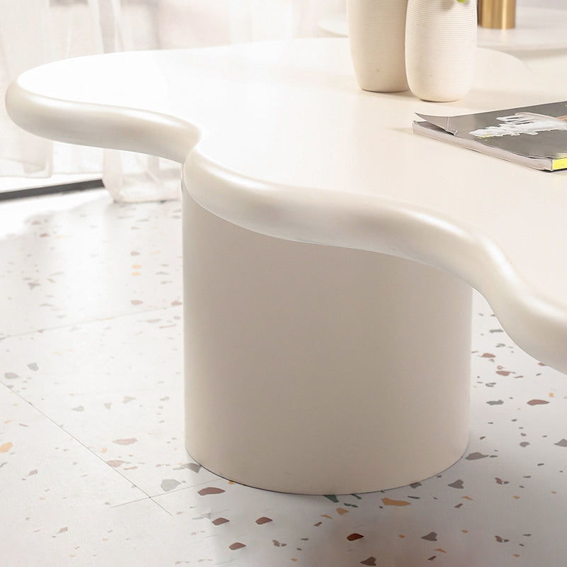 1 White Coffee Table Solid Wood Round Coffee Table Minimalist