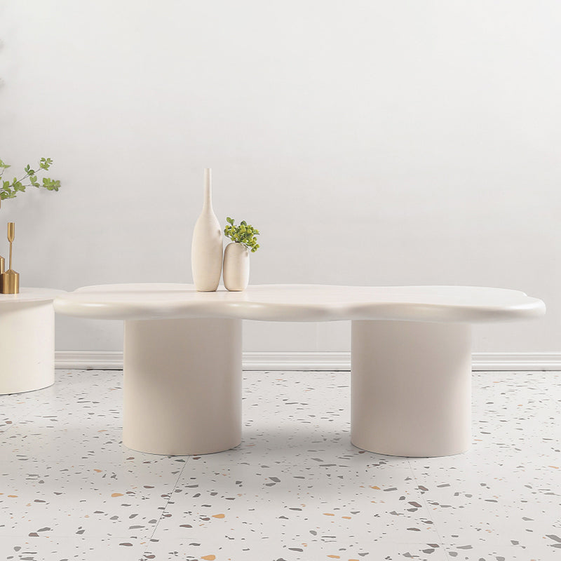 1 White Coffee Table Solid Wood Round Coffee Table Minimalist
