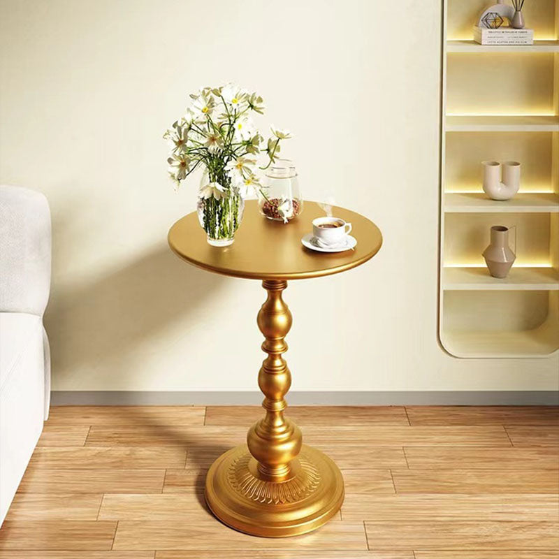 20.5" Tall Mid-Century Round Top Side Table Metal Pedestal End Table