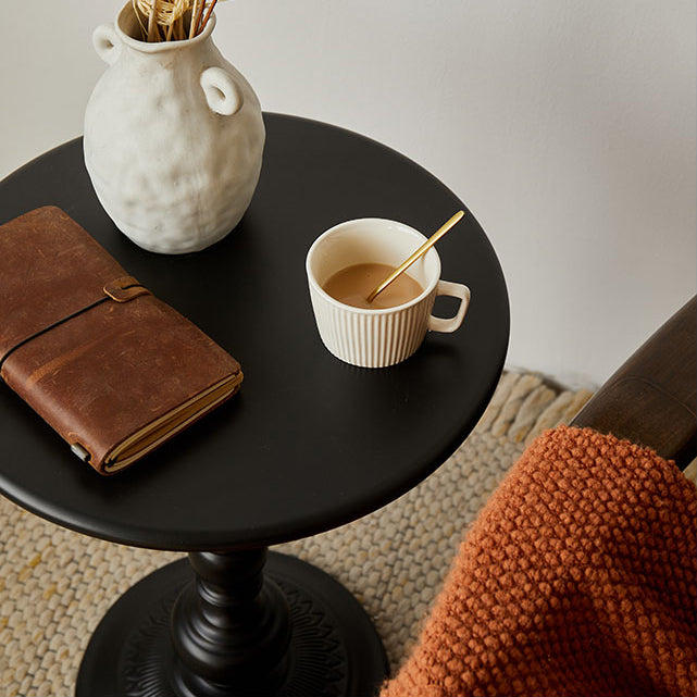 20.5" Tall Mid-Century Round Top Side Table Metal Pedestal End Table