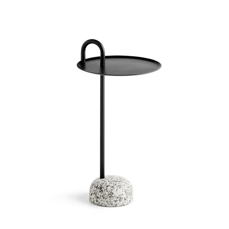 27" H x 14" W x 14" D Mid-Century Steel Round Top Side Table Pedestal End Table