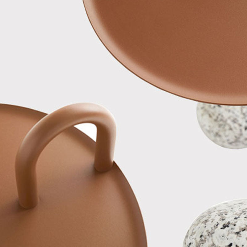 27" H x 14" W x 14" D Mid-Century Steel Round Top Side Table Pedestal End Table