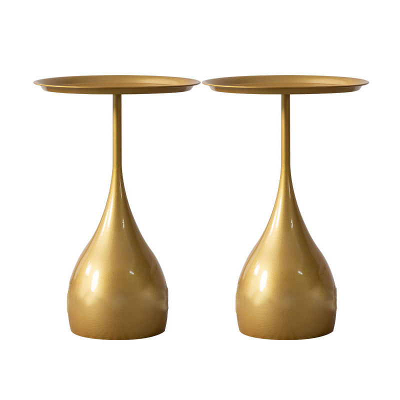 Mid-century Modern Round Modern Style Metal Table with Pedestal Base Side Table