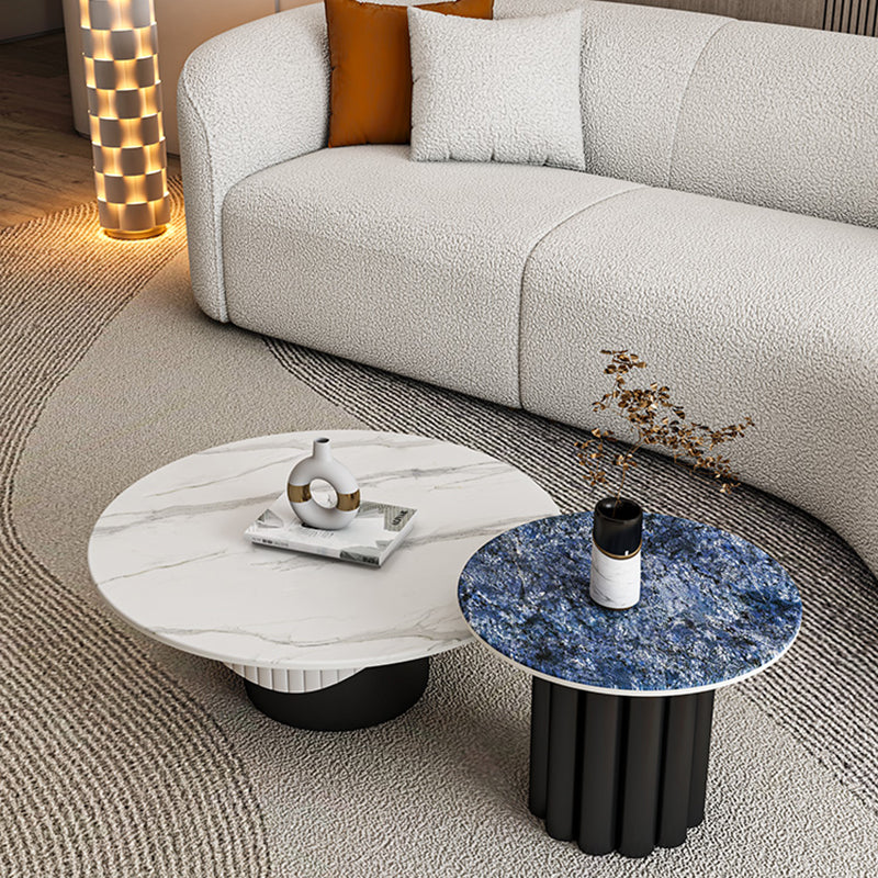 Slate Pedestal Coffee Table Round Modern Minimalist Coffee Table