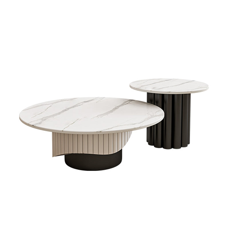 Slate Pedestal Coffee Table Round Modern Minimalist Coffee Table