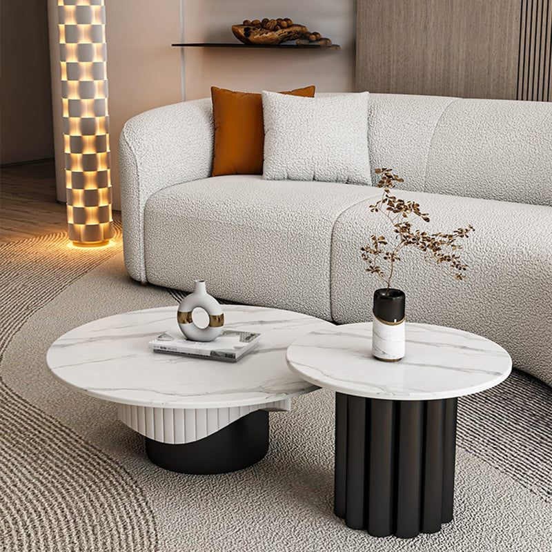 Slate Pedestal Coffee Table Round Modern Minimalist Coffee Table