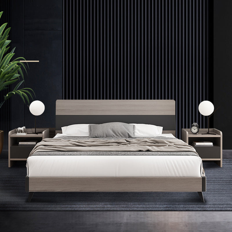 Modern Grey Standard Bed with Rectangular Headboard and Legs