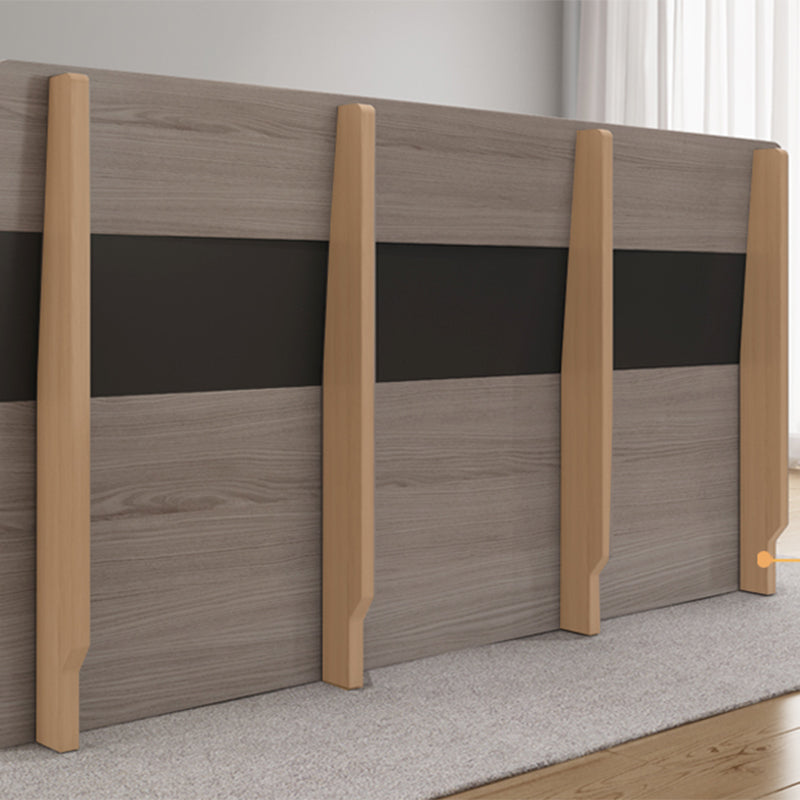 Modern Grey Standard Bed with Rectangular Headboard and Legs