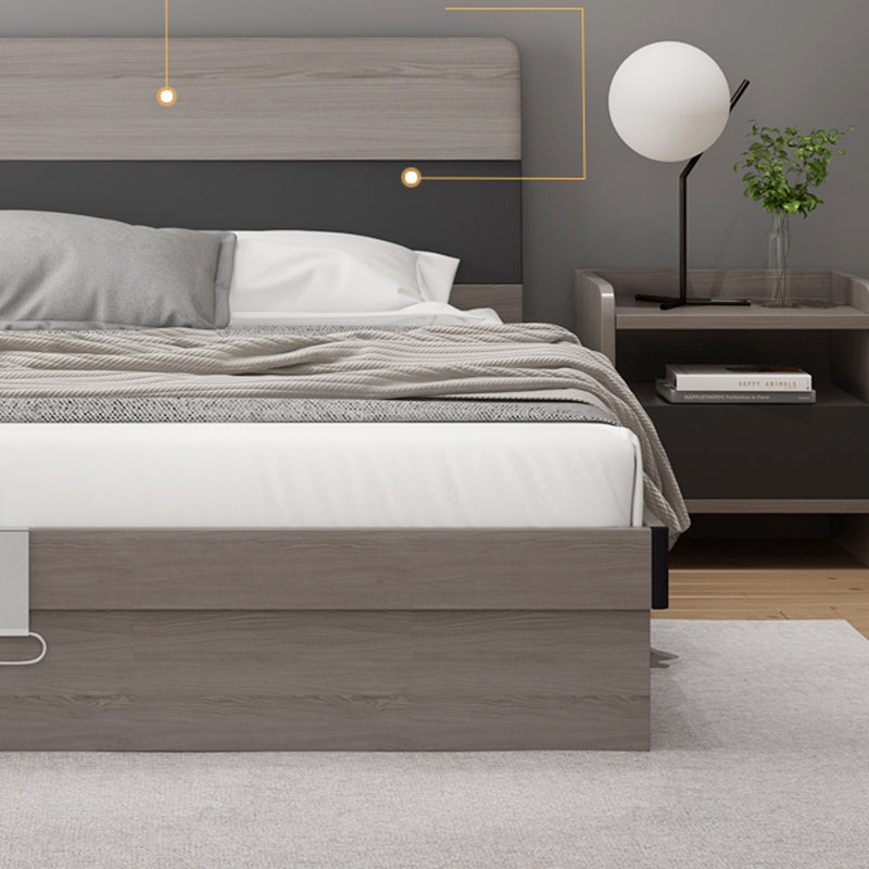 Modern Grey Standard Bed with Rectangular Headboard and Legs