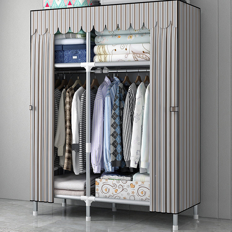 Modern Style Wardrobe Armoire Silver Metal Frame Wardrobe Cabinet