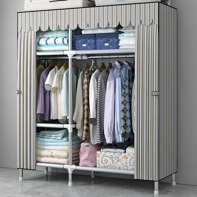 Modern Style Wardrobe Armoire Silver Metal Frame Wardrobe Cabinet