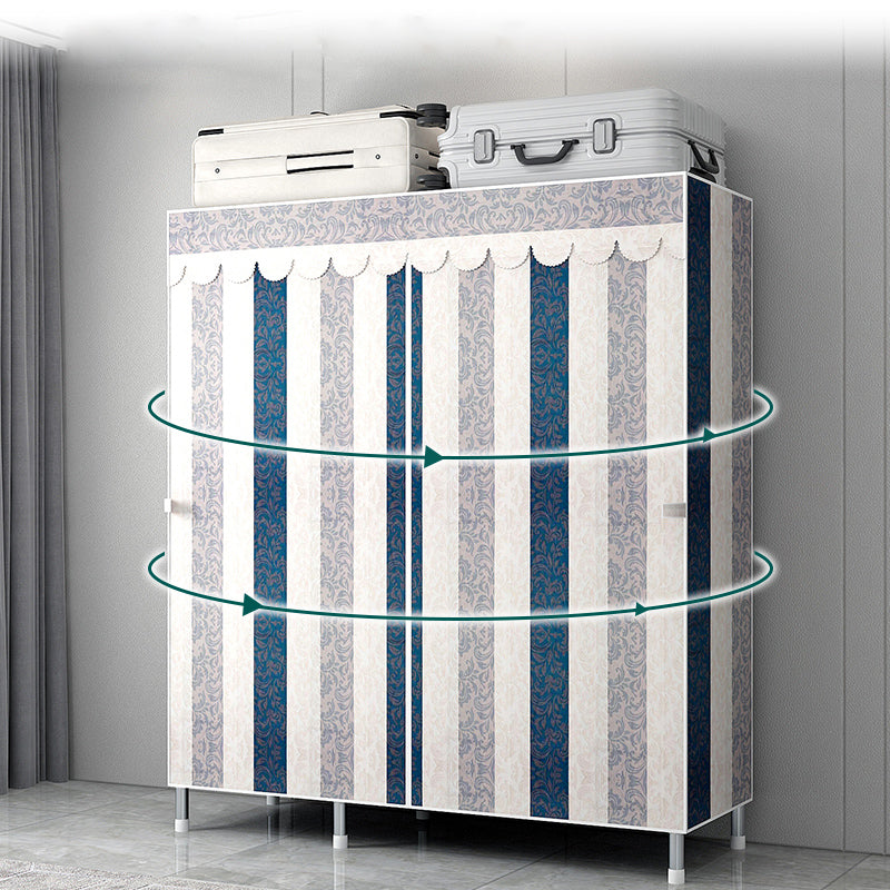 Modern Style Wardrobe Armoire Silver Metal Frame Wardrobe Cabinet