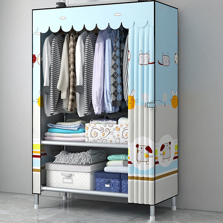 Modern Style Wardrobe Armoire Silver Metal Frame Wardrobe Cabinet