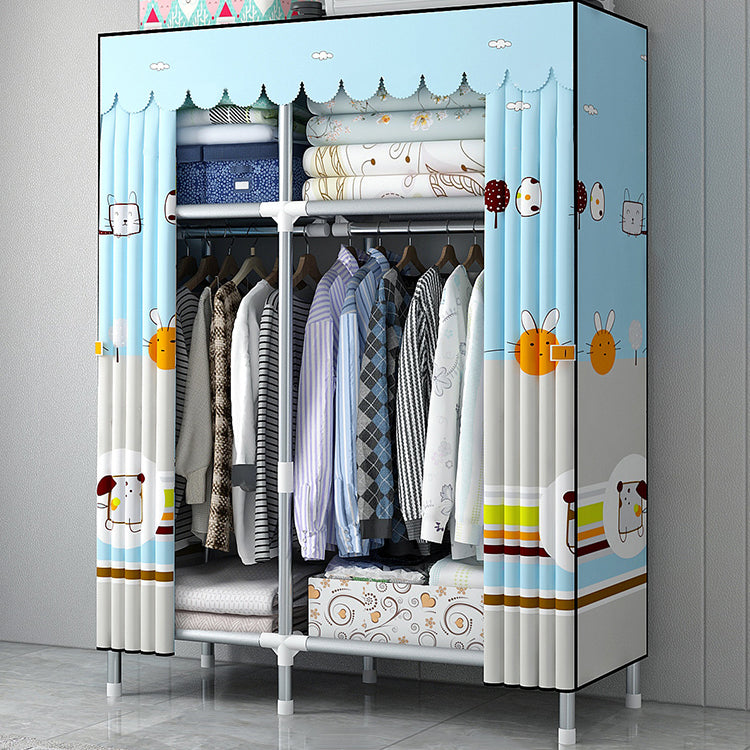 Modern Style Wardrobe Armoire Silver Metal Frame Wardrobe Cabinet