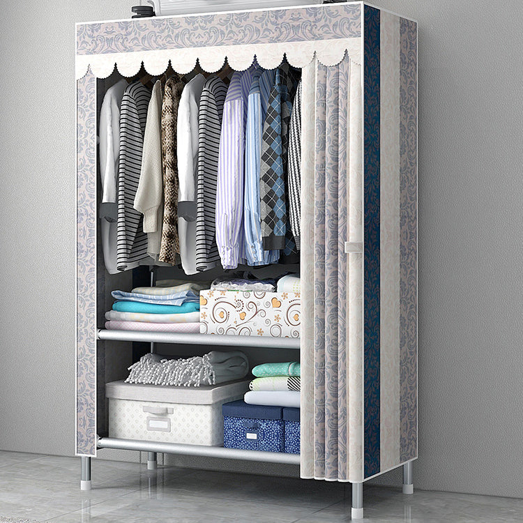 Modern Style Wardrobe Armoire Silver Metal Frame Wardrobe Cabinet