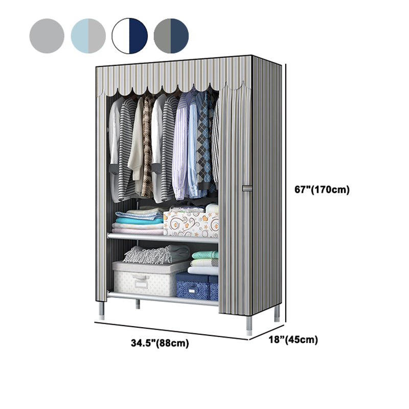 Modern Style Wardrobe Armoire Silver Metal Frame Wardrobe Cabinet