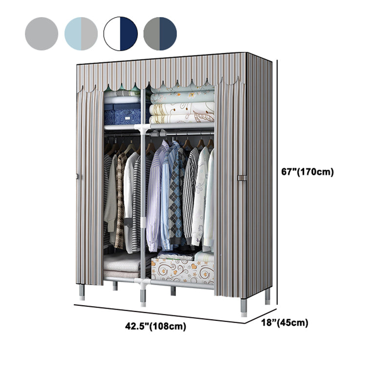 Modern Style Wardrobe Armoire Silver Metal Frame Wardrobe Cabinet