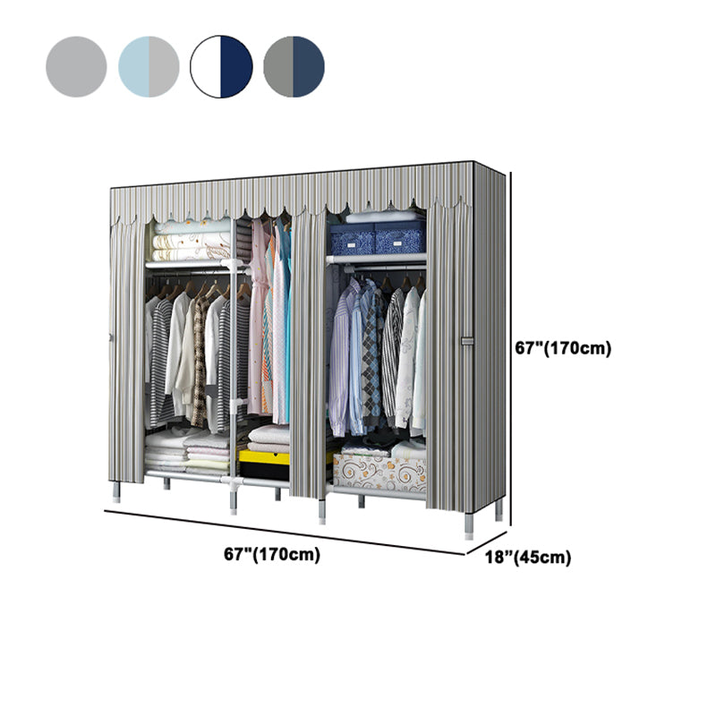 Modern Style Wardrobe Armoire Silver Metal Frame Wardrobe Cabinet