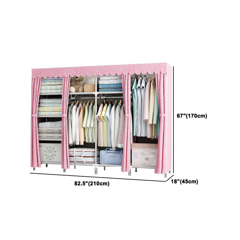 Modern Style Wardrobe Armoire Silver Metal Frame Wardrobe Cabinet