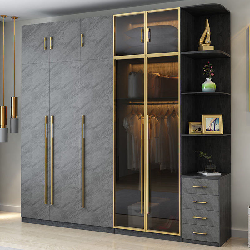 Modern Wardrobe Closet With Drawer Hinged Wardrobe Armoire for Home