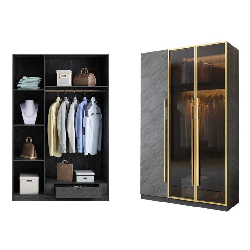 Modern Wardrobe Closet With Drawer Hinged Wardrobe Armoire for Home