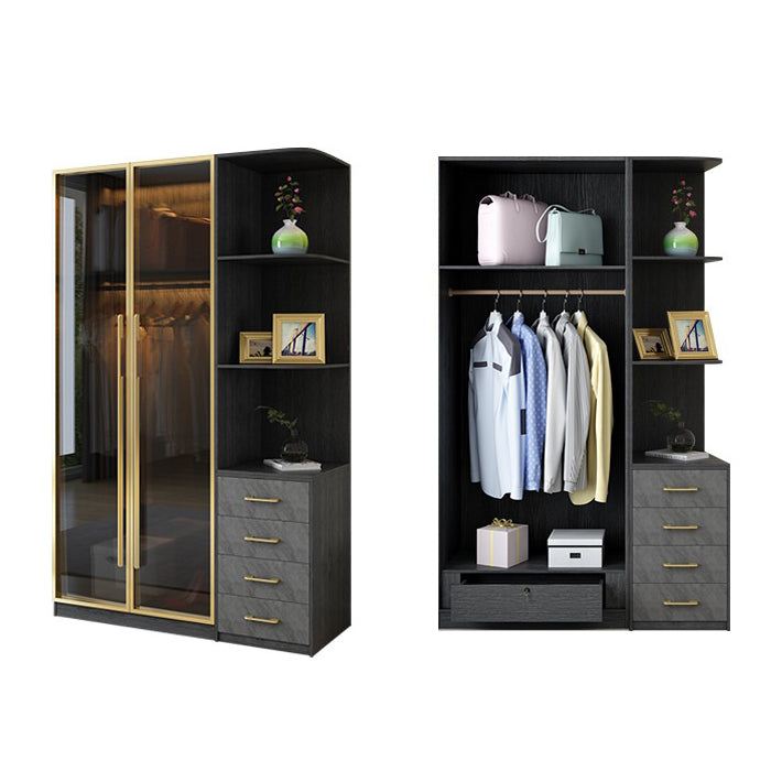 Modern Wardrobe Closet With Drawer Hinged Wardrobe Armoire for Home