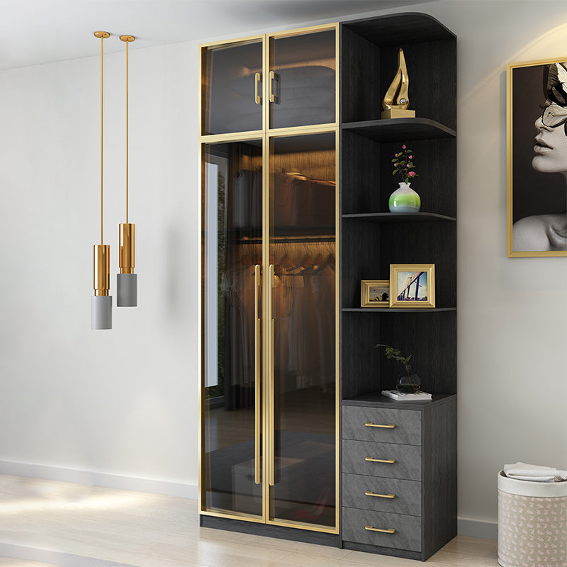 Modern Wardrobe Closet With Drawer Hinged Wardrobe Armoire for Home