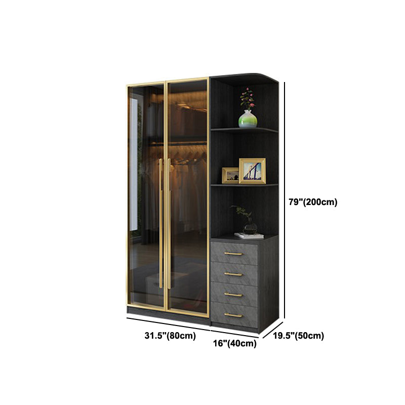 Modern Wardrobe Closet With Drawer Hinged Wardrobe Armoire for Home