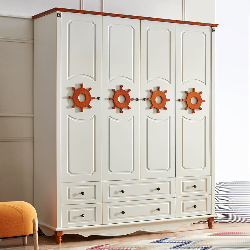 Coastal Hinged Door Storage Cabinet Manufactured Wood Matte Finish Cabinet