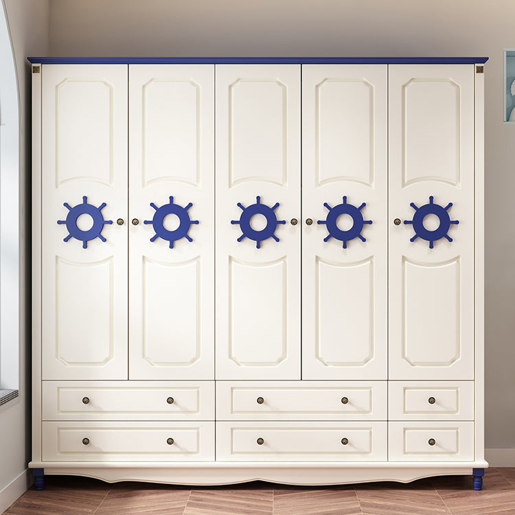 Coastal Hinged Door Storage Cabinet Manufactured Wood Matte Finish Cabinet