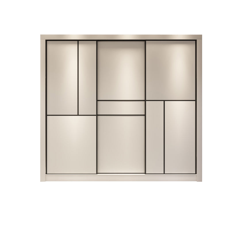 Sliding White Wardrobe Armoire Engineered Wood Wardrobe Cabinet