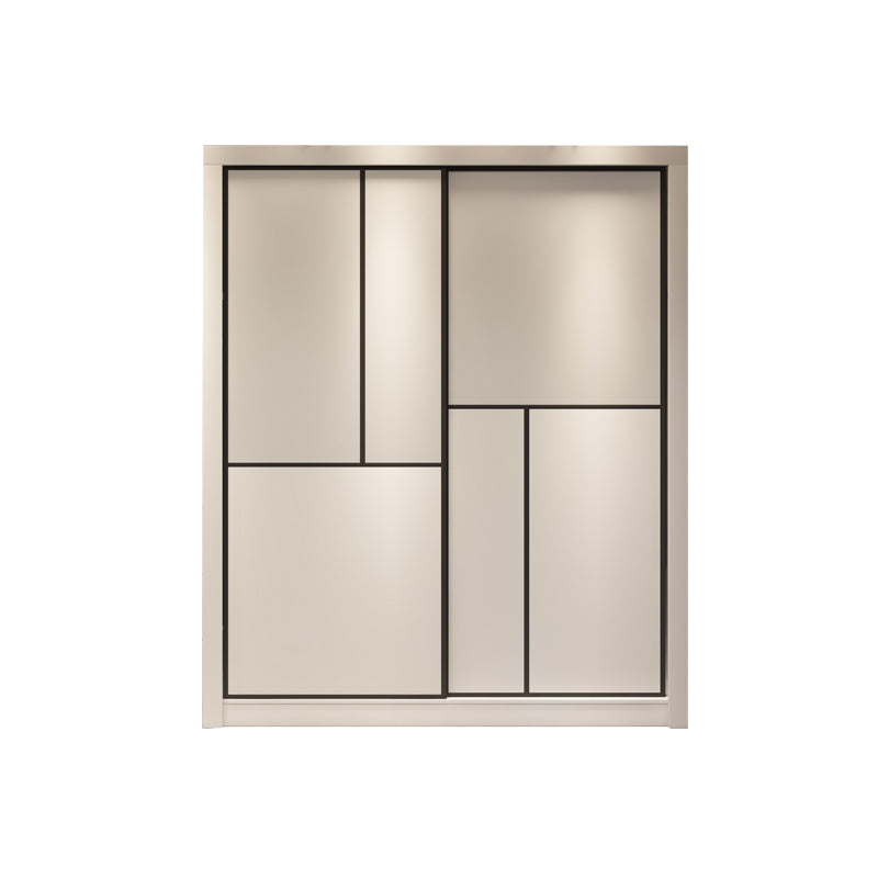 Sliding White Wardrobe Armoire Engineered Wood Wardrobe Cabinet
