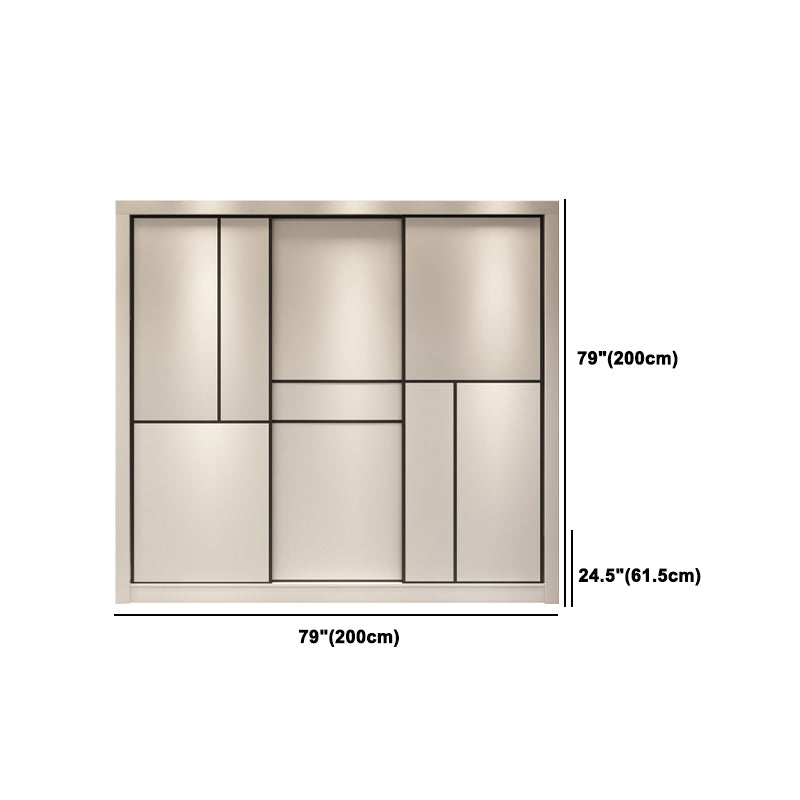 Sliding White Wardrobe Armoire Engineered Wood Wardrobe Cabinet