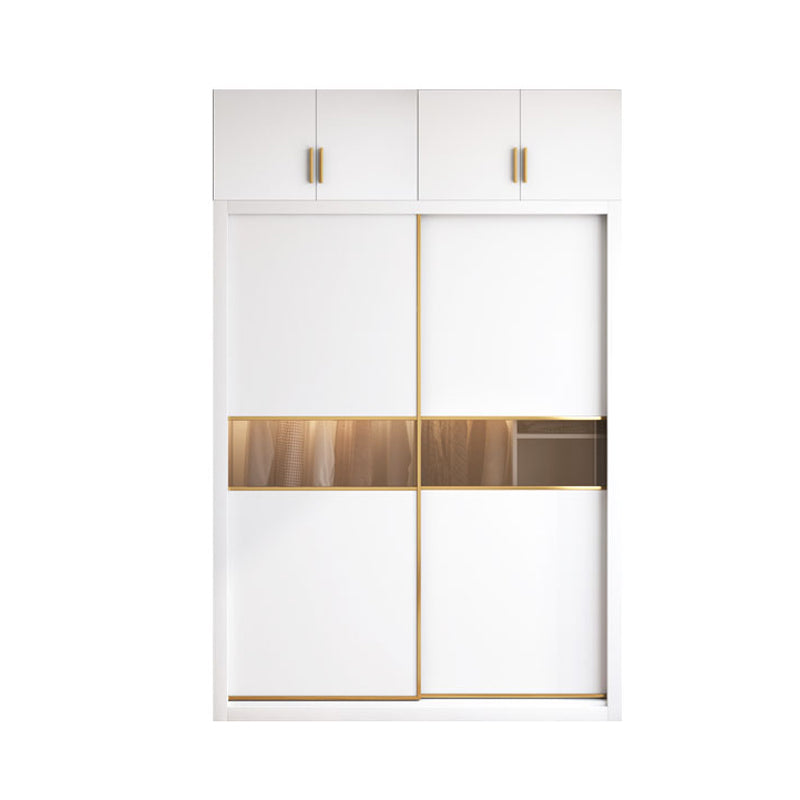 White Sliding Wardrobe Cabinet Engineered Wood Wardrobe Armoire