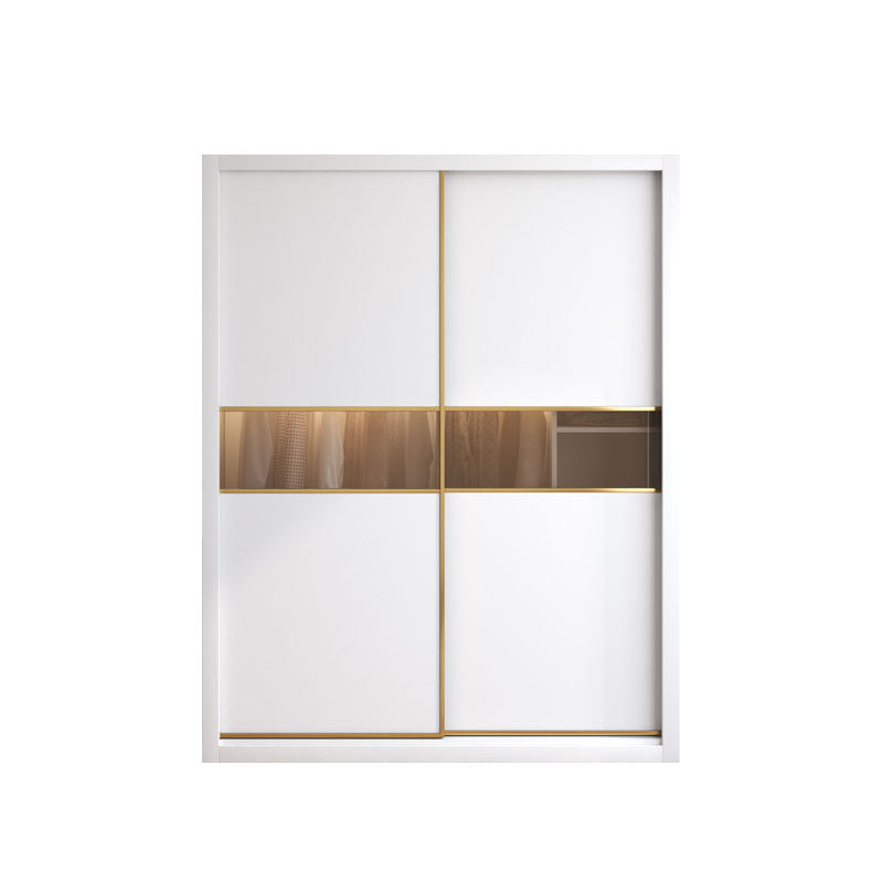 White Sliding Wardrobe Cabinet Engineered Wood Wardrobe Armoire