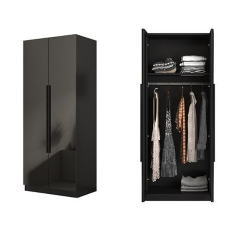 Black Glass Door Cabinet for Bedroom Contemporary Interior Storage Cabinet