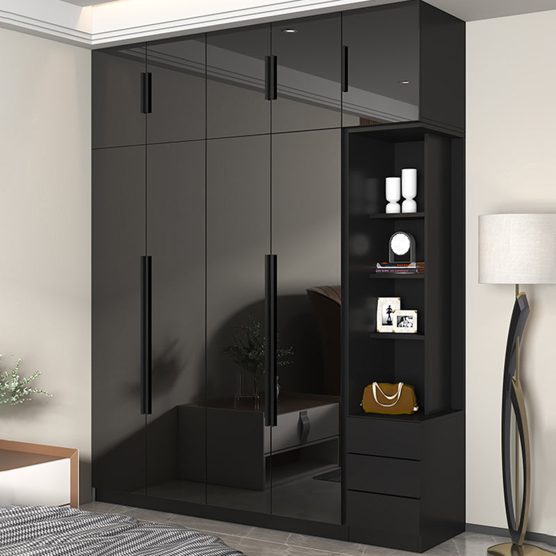 Black Glass Door Cabinet for Bedroom Contemporary Interior Storage Cabinet