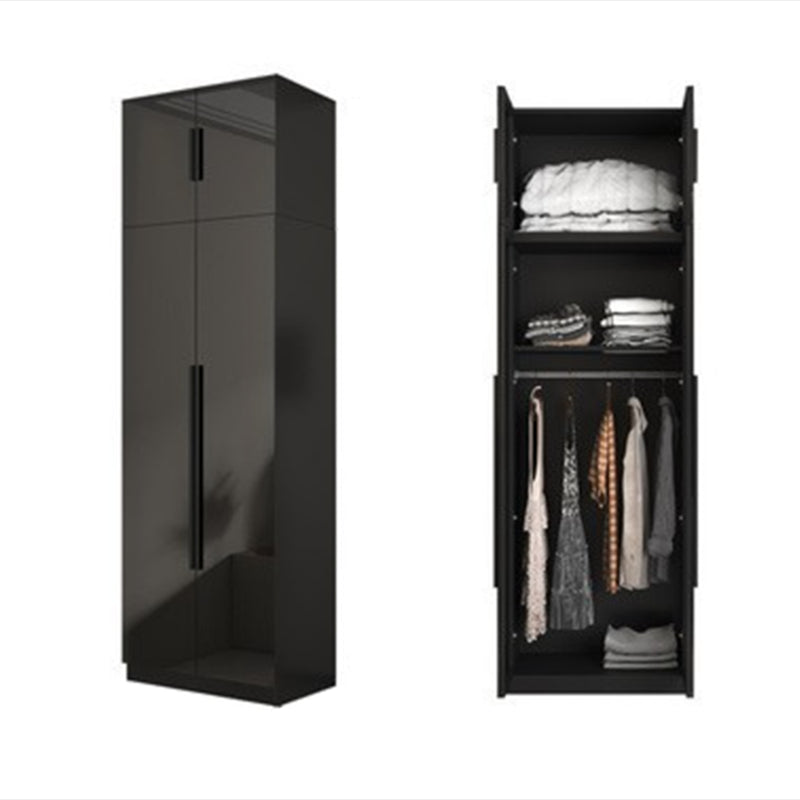 Black Glass Door Cabinet for Bedroom Contemporary Interior Storage Cabinet