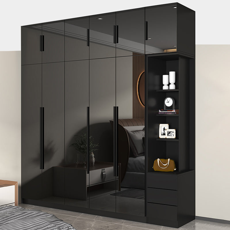 Black Glass Door Cabinet for Bedroom Contemporary Interior Storage Cabinet