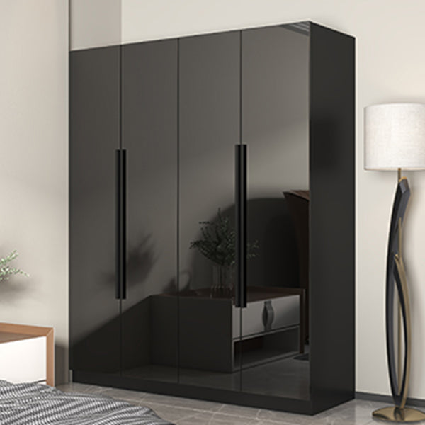 Black Glass Door Cabinet for Bedroom Contemporary Interior Storage Cabinet