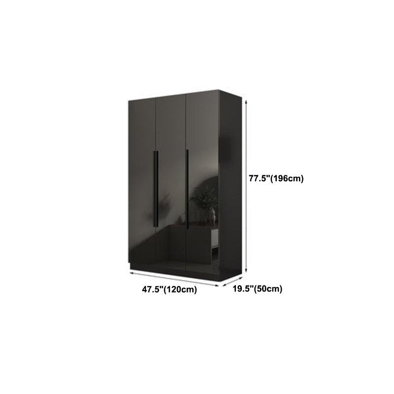 Black Glass Door Cabinet for Bedroom Contemporary Interior Storage Cabinet