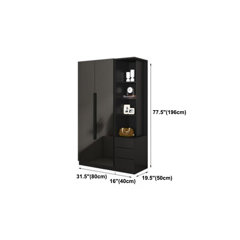 Black Glass Door Cabinet for Bedroom Contemporary Interior Storage Cabinet