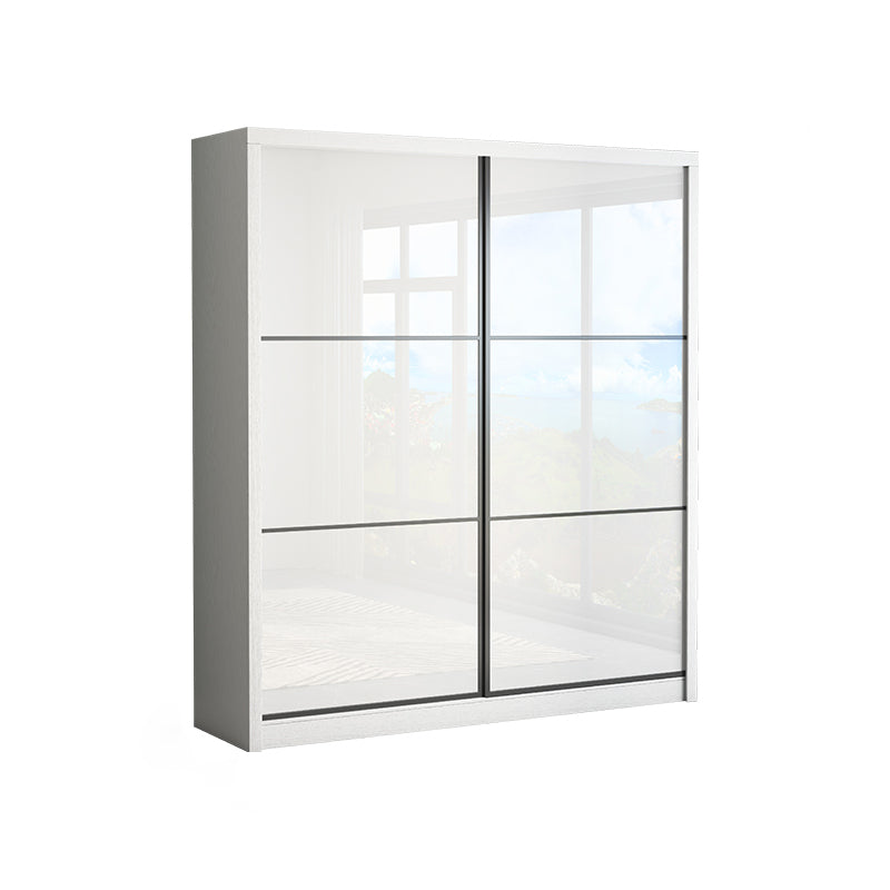 White High Gloss Wardrobe Armoire Modern Engineered Wood Wardrobe