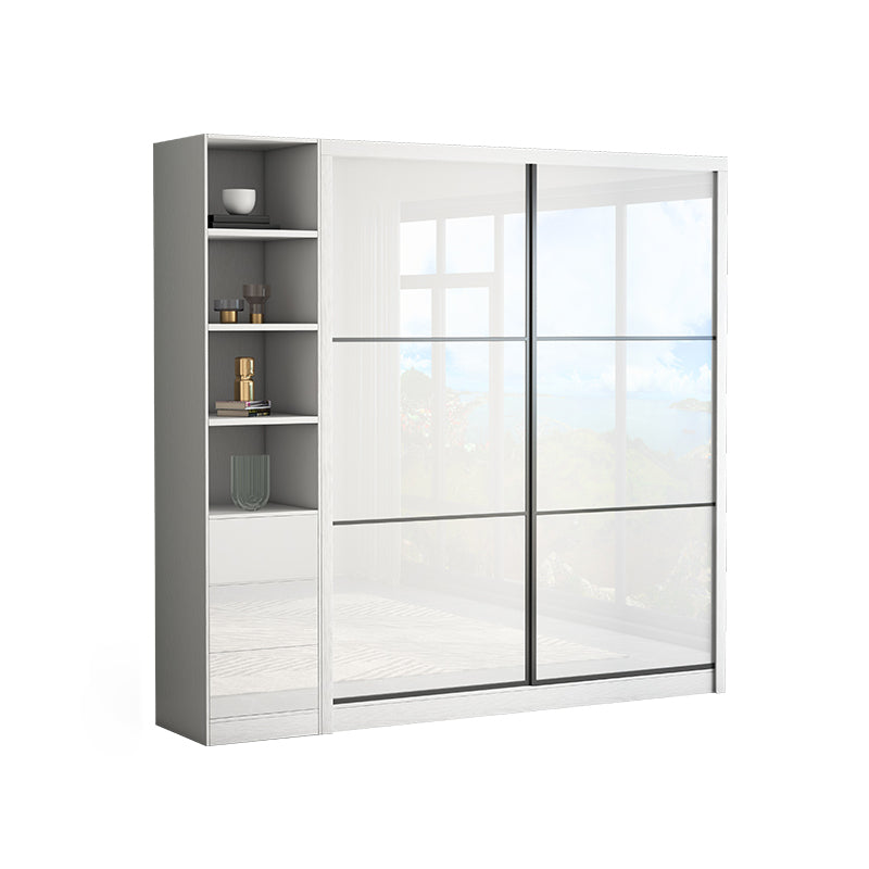 White High Gloss Wardrobe Armoire Modern Engineered Wood Wardrobe