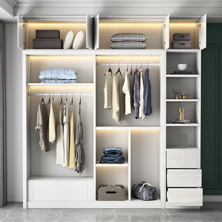 White High Gloss Wardrobe Armoire Modern Engineered Wood Wardrobe