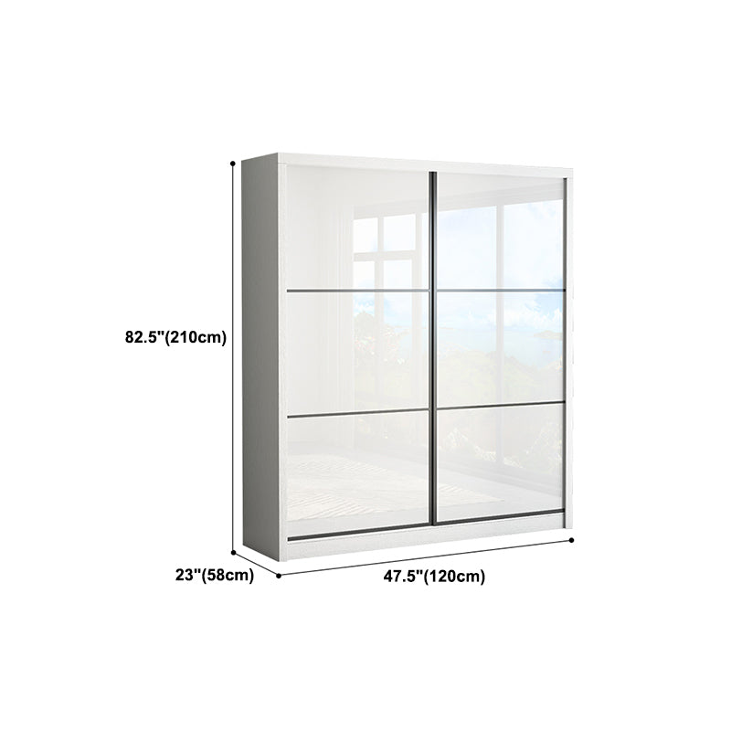 White High Gloss Wardrobe Armoire Modern Engineered Wood Wardrobe