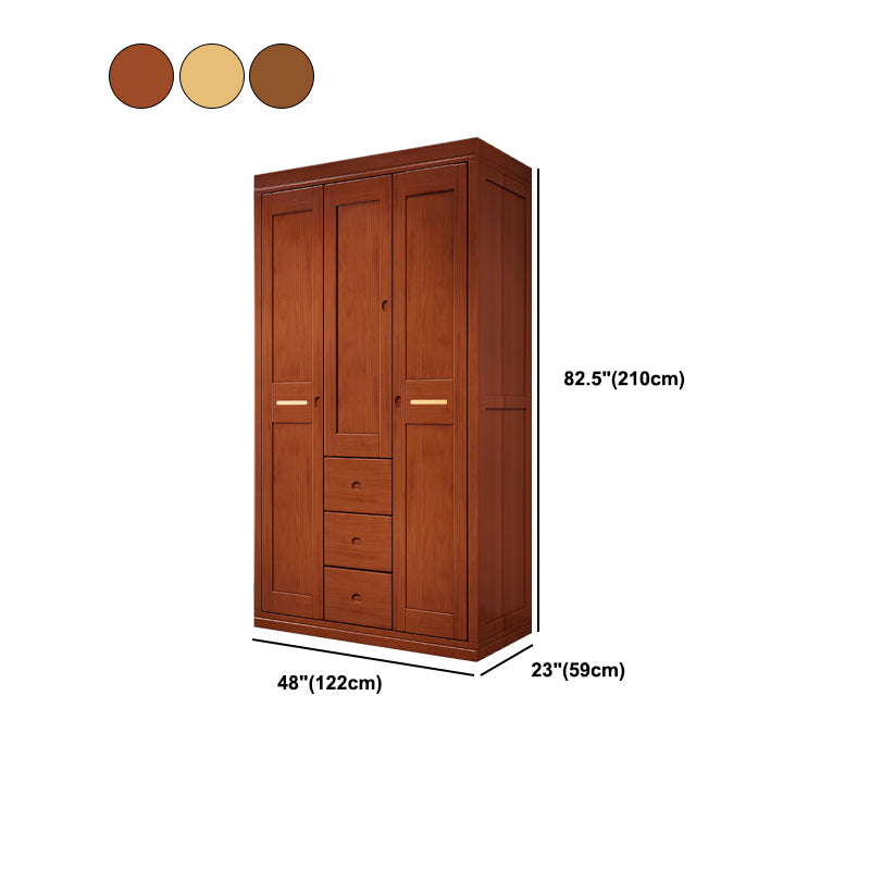 Rubberwood Wardrobe Armoire Traditional Wardrobe Cabinet for Home