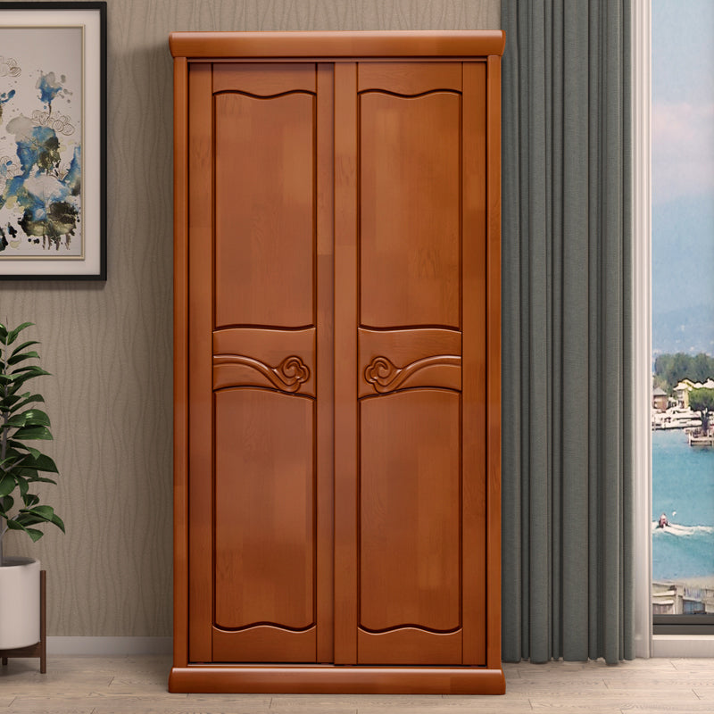 Traditional Sliding Wardrobe Cabinet Rubberwood Wardrobe Armoire