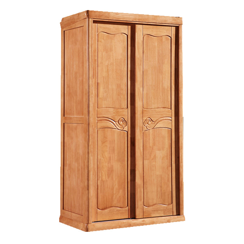 Traditional Sliding Wardrobe Cabinet Rubberwood Wardrobe Armoire