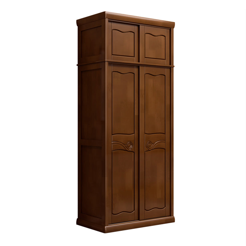 Traditional Sliding Wardrobe Cabinet Rubberwood Wardrobe Armoire